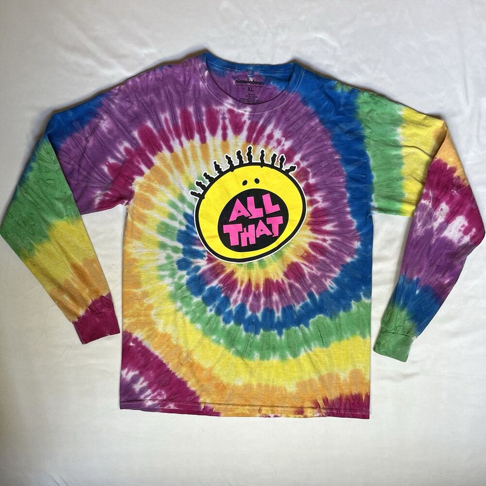 All That T Shirt XL Nickelodeon Tie Dye Long Sleeve Y2K Graphic Tee